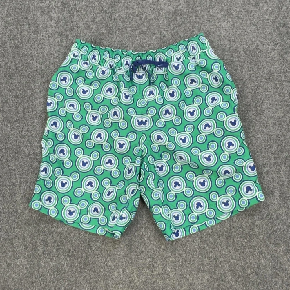 Disney Hanna Andersson Swim Shorts Boys S Green Mickey Mouse Lined Elastic Waist